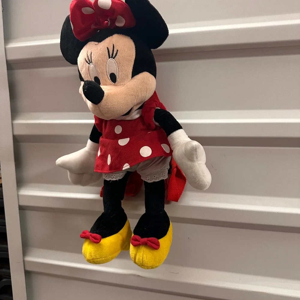 Minnie‎ Mouse Plush Backpack Disney Polka Dot Dress Small Kids Toddler